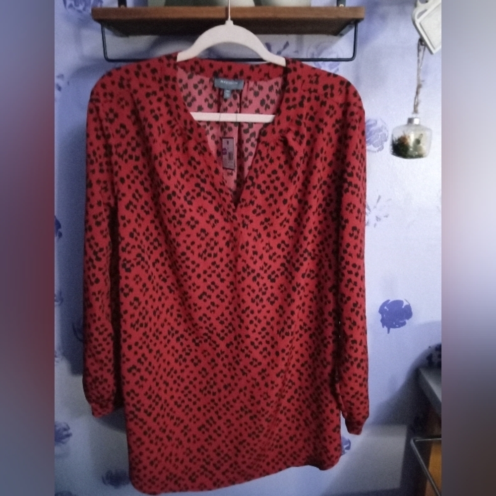 Madison Red and Black Geometric Blouse